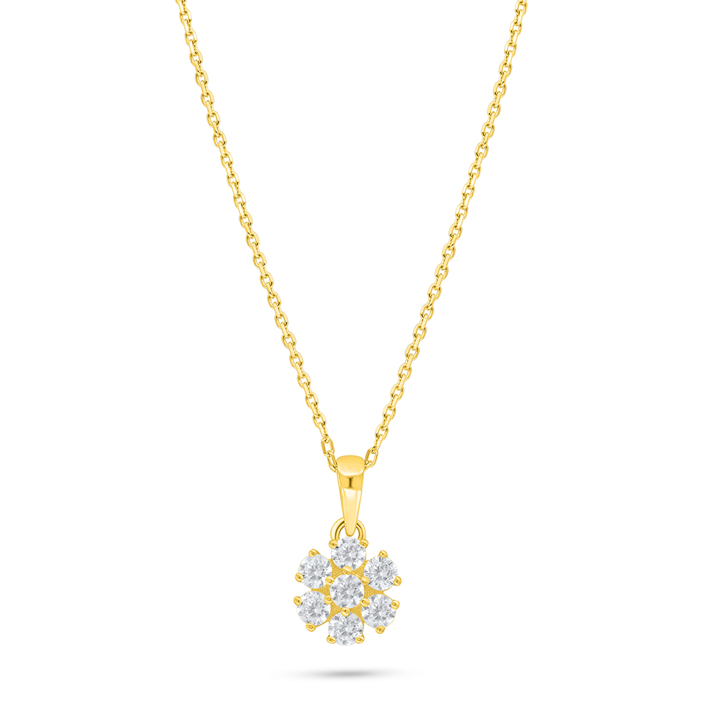 Sterling Silver 925 Necklace Golden Plated Embedded With White Zircon