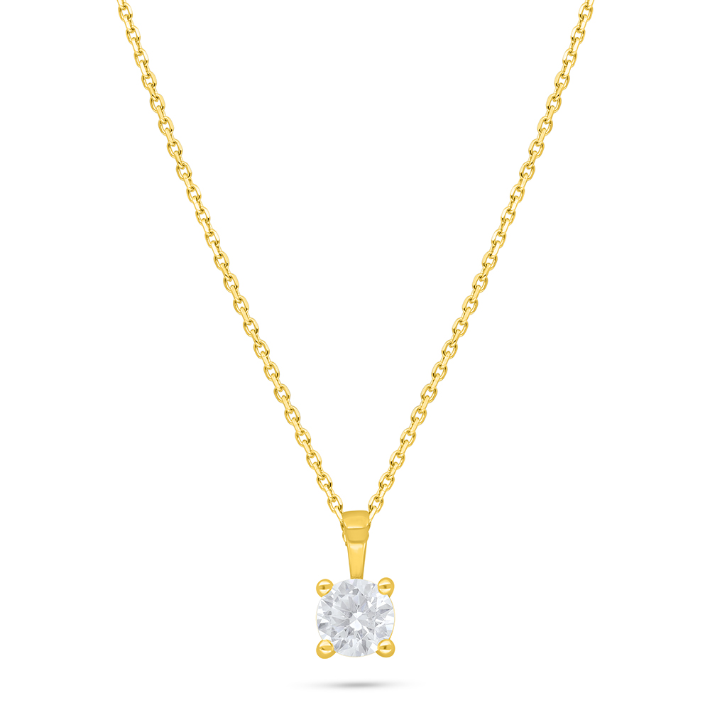 Sterling Silver 925 Necklace Golden Plated Embedded With White Zircon