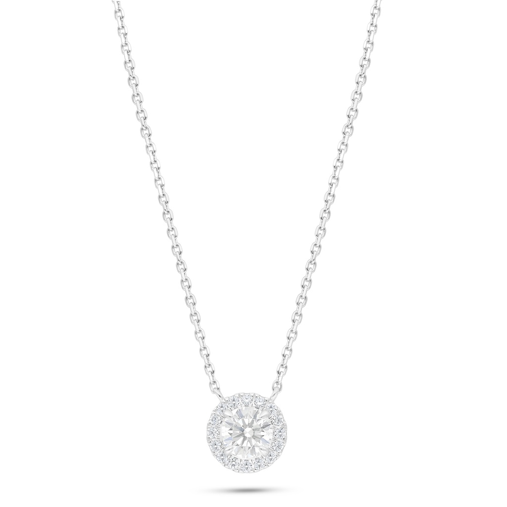 Sterling Silver 925 Necklace Rhodium Plated Embedded With White Zircon