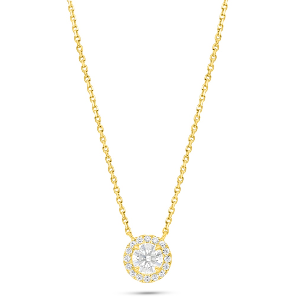 Sterling Silver 925 Necklace Golden Plated Embedded With White Zircon