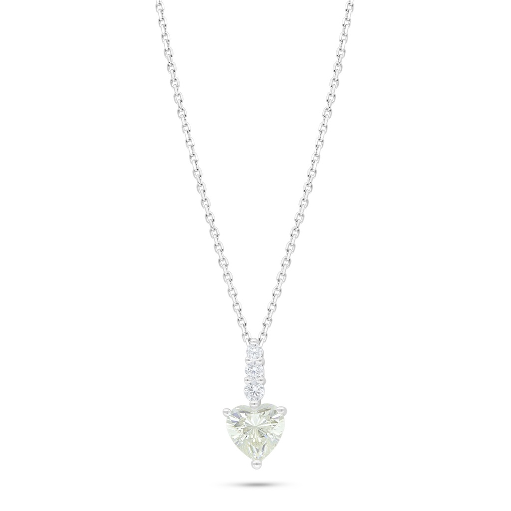 Sterling Silver 925 Necklace Rhodium Plated Embedded With Yellow Diamond