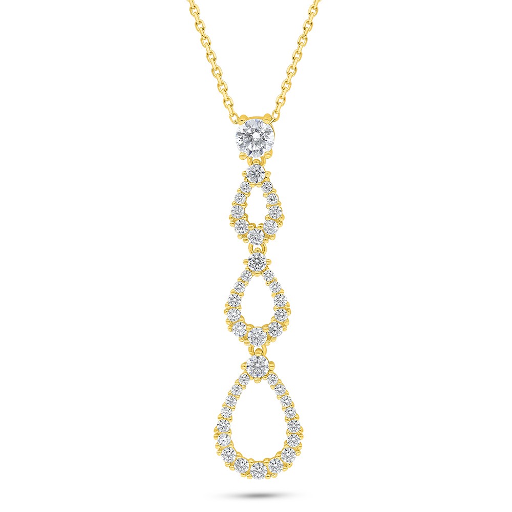 Sterling Silver 925 Necklace Golden Plated Embedded With White Zircon