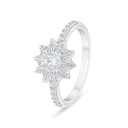 Sterling Silver 925 Ring Rhodium Plated Embedded With White Zircon