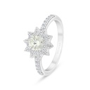 Sterling Silver 925 Ring Rhodium Plated Embedded With Yellow Diamond And White Zircon