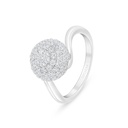 Sterling Silver 925 Ring Rhodium Plated Embedded With White Zircon