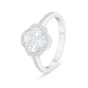 Sterling Silver 925 Ring Rhodium Plated Embedded With White Zircon