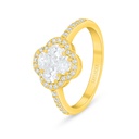 Sterling Silver 925 Ring Golden Plated Embedded With White Zircon