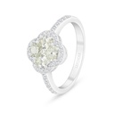 Sterling Silver 925 Ring Rhodium Plated Embedded With Yellow Diamond And White Zircon