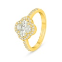 Sterling Silver 925 Ring Golden Plated Embedded With Yellow Diamond And White Zircon