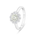 Sterling Silver 925 Ring Rhodium Plated Embedded With Yellow Diamond And White Zircon