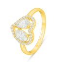 Sterling Silver 925 Ring Golden Plated Embedded With Yellow Diamond And White Zircon