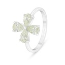 Sterling Silver 925 Ring Rhodium Plated Embedded With Yellow Diamond 