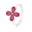 Sterling Silver 925 Ring Rhodium Plated Embedded With Ruby Corundum 