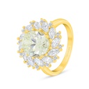 Sterling Silver 925 Ring Golden Plated Embedded With Yellow Diamond And White Zircon