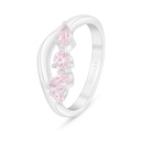 Sterling Silver 925 Ring Rhodium Plated Embedded With Pink Zircon 