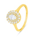 Sterling Silver 925 Ring Golden Plated Embedded With White Zircon