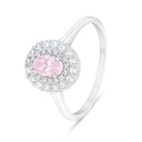 Sterling Silver 925 Ring Rhodium Plated Embedded With Pink Zircon And White Zircon