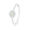 Sterling Silver 925 Ring Rhodium Plated Embedded With Yellow Diamond And White Zircon