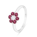 Sterling Silver 925 Ring Rhodium Plated Embedded With Ruby Corundum 