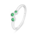 Sterling Silver 925 Ring Rhodium Plated Embedded With Emerald Zircon And White Zircon