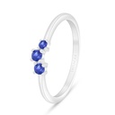 Sterling Silver 925 Ring Rhodium Plated Embedded With Sapphire Corundum And White Zircon