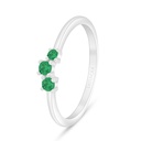 Sterling Silver 925 Ring Rhodium Plated Embedded With Emerald Zircon And White Zircon