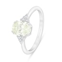Sterling Silver 925 Ring Rhodium Plated Embedded With Yellow Diamond And White Zircon
