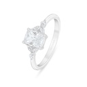 Sterling Silver 925 Ring Rhodium Plated Embedded With White Zircon