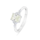 Sterling Silver 925 Ring Rhodium Plated Embedded With Yellow Diamond And White Zircon