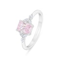 Sterling Silver 925 Ring Rhodium Plated Embedded With Pink Zircon And White Zircon