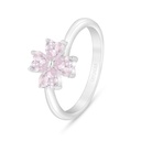 Sterling Silver 925 Ring Rhodium Plated Embedded With Pink Zircon 