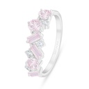 Sterling Silver 925 Ring Rhodium Plated Embedded With Pink Zircon And White Zircon