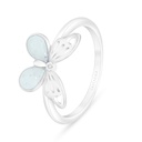 Sterling Silver 925 Ring Rhodium Plated Embedded With White Shell And White Zircon