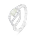 Sterling Silver 925 Ring Rhodium Plated Embedded With Yellow Diamond And White Zircon
