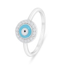 Sterling Silver 925 Ring Rhodium Plated Embedded With White Zircon
