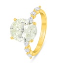 Sterling Silver 925 Ring Golden Plated Embedded With Yellow Diamond And White Zircon