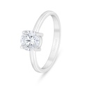 Sterling Silver 925 Ring Rhodium Plated Embedded With White Zircon