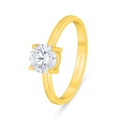 Sterling Silver 925 Ring Golden Plated Embedded With White Zircon