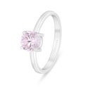 Sterling Silver 925 Ring Rhodium Plated Embedded With Pink Zircon And White Zircon