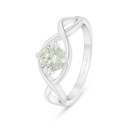 Sterling Silver 925 Ring Rhodium Plated  Embedded With Yellow Diamond And White Zircon