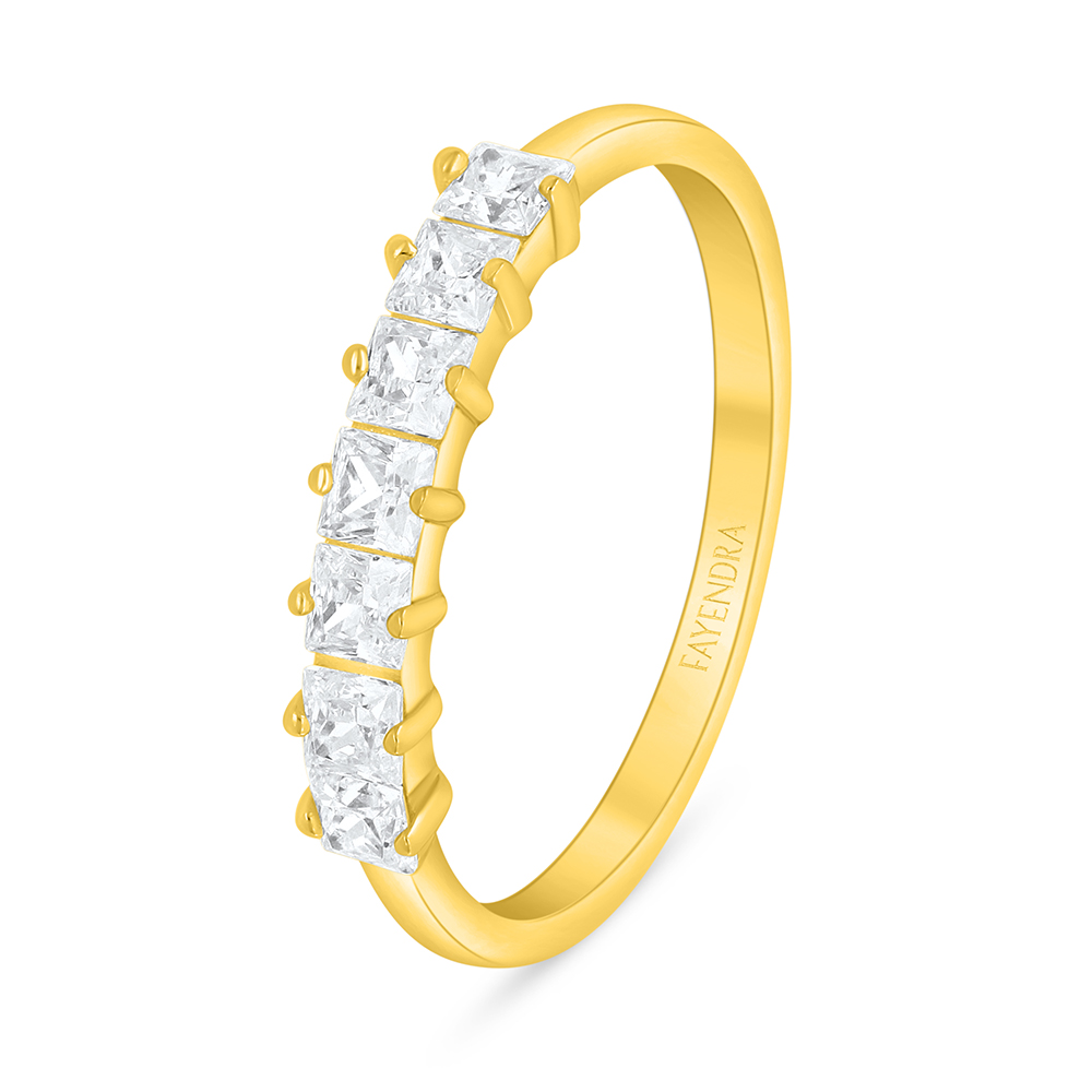 Sterling Silver 925 Ring Golden Plated Embedded With White Zircon