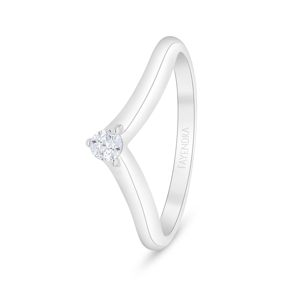 Sterling Silver 925 Ring Rhodium Plated Embedded With White Zircon