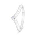 Sterling Silver 925 Ring Rhodium Plated Embedded With White Zircon