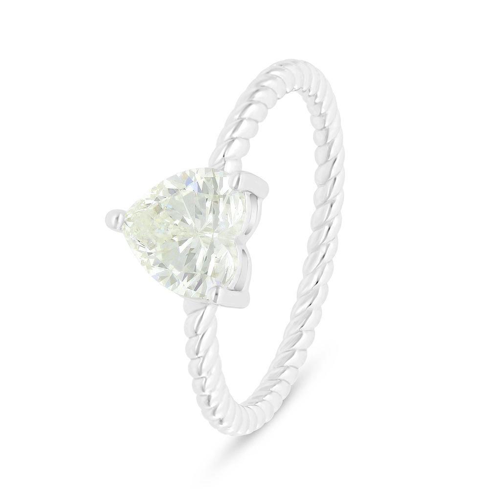 Sterling Silver 925 Ring Rhodium Plated Embedded With Yellow Diamond 
