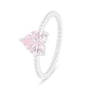 Sterling Silver 925 Ring Rhodium Plated Embedded With Pink Zircon 
