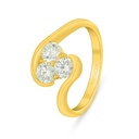 Sterling Silver 925 Ring Golden Plated Embedded With White Zircon