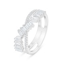 Sterling Silver 925 Ring Rhodium Plated Embedded With White Zircon