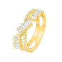 Sterling Silver 925 Ring Golden Plated Embedded With White Zircon