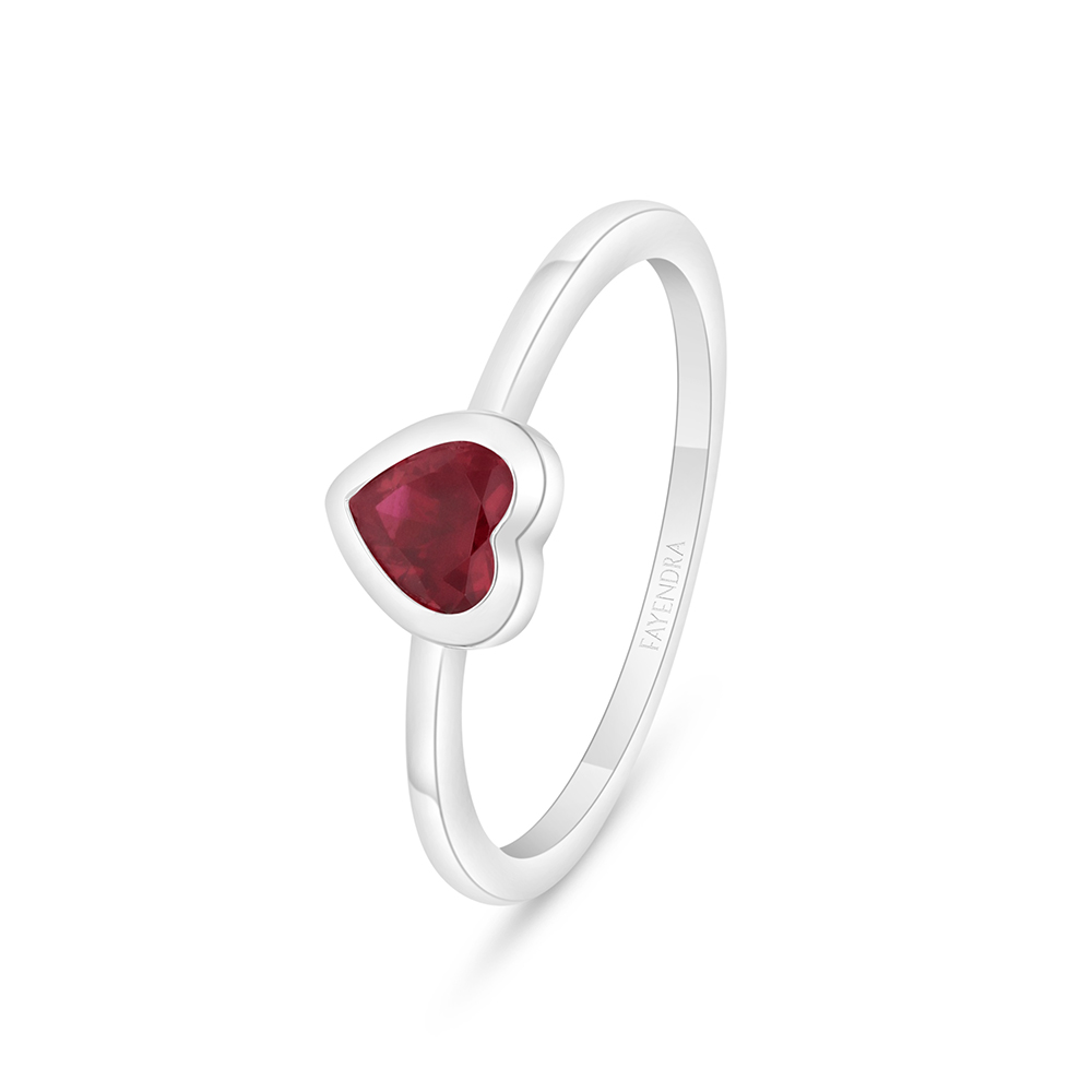 Sterling Silver 925 Ring Rhodium Plated Embedded With Ruby Corundum 
