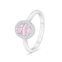 Sterling Silver 925 Ring Rhodium Plated Embedded With Pink Zircon And White Zircon